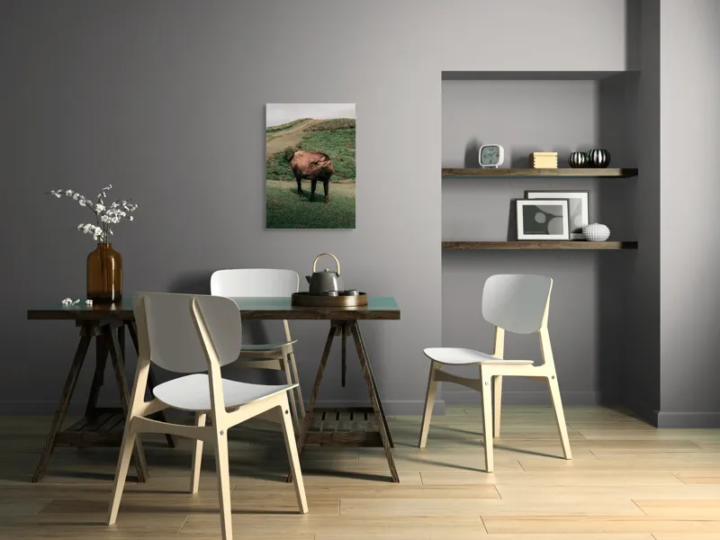 Tablou Canvas, "Bivol singuratic pe deal verde", Iată câteva cuvinte care descriu tabloul: Bivol, Coline, Verdeață, Cer, Natură, Peisaj, Liniște., 50 x 70 cm – poza 5