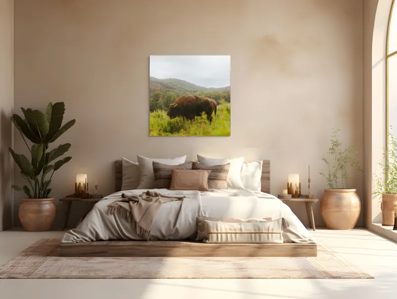 Tablou Canvas, "Zimbru singuratic în peisaj natural", Nu știu cine este în imagine., 100 x 100 cm – poza 4