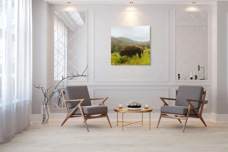 Tablou Canvas, "Zimbru singuratic în peisaj natural", Nu știu cine este în imagine., 100 x 100 cm – poza 7