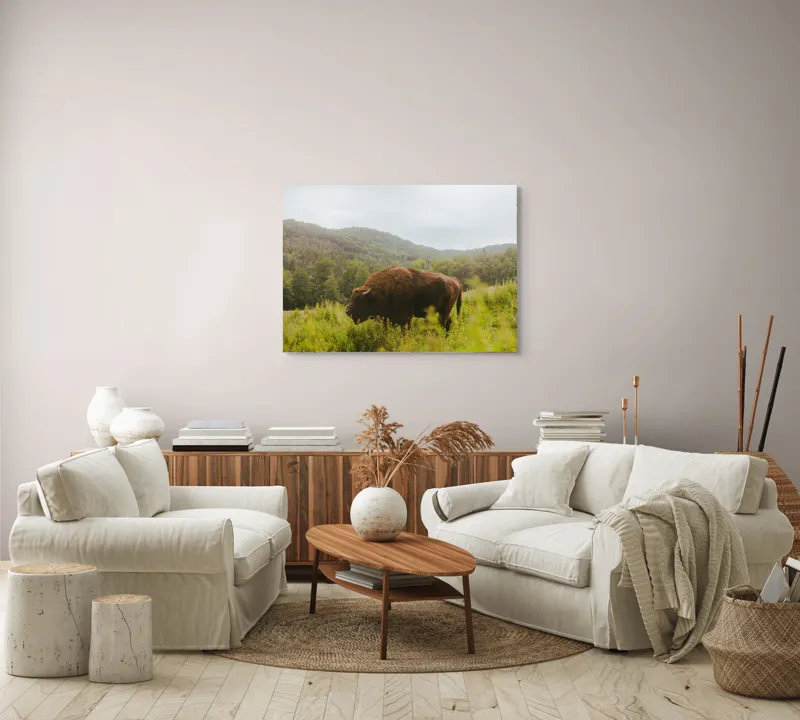 Tablou Canvas, "Zimbru singuratic în peisaj natural", 100 x 70 cm – poza 3