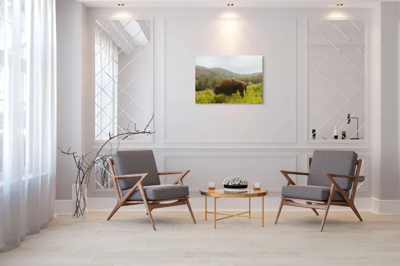 Tablou Canvas, "Zimbru singuratic în peisaj natural", 100 x 70 cm – poza 5