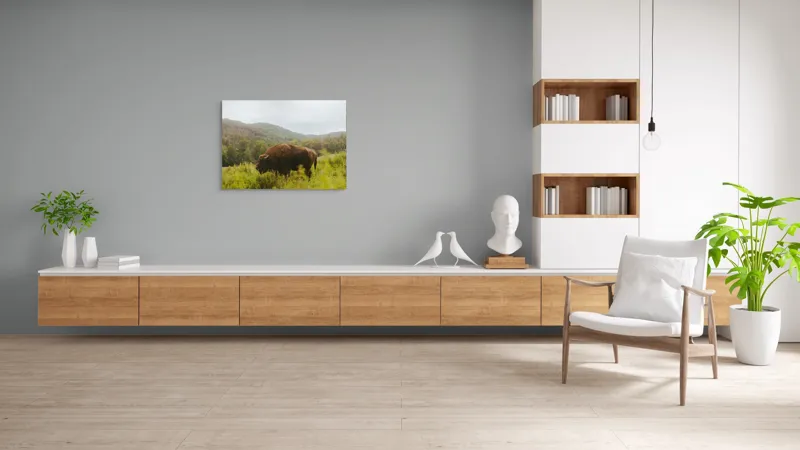Tablou Canvas, "Zimbru singuratic în peisaj natural", 100 x 70 cm – poza 6