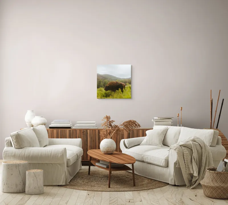 Tablou Canvas, "Zimbru singuratic în peisaj natural", 50 x 50 cm – poza 7