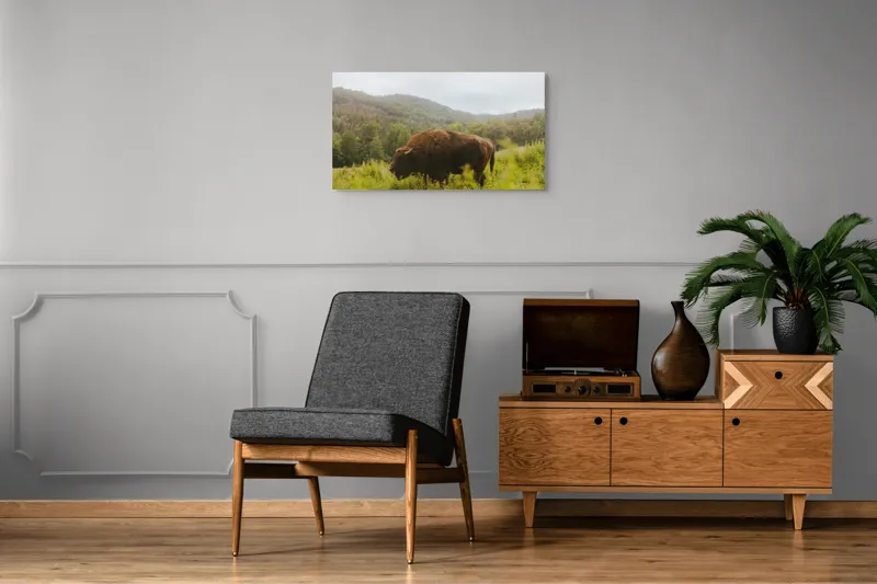 Tablou Canvas, "Zimbru singuratic în peisaj natural", 90 x 50 cm – poza 6