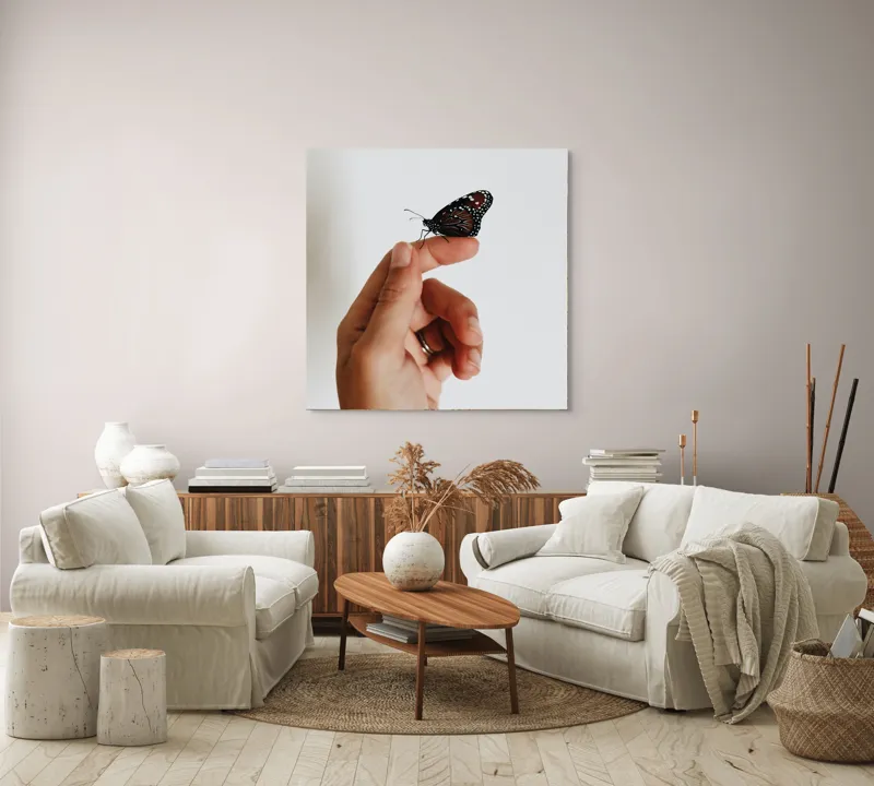 Tablou Canvas, "Aripa fluturelui în mângâiere delicată", Fragilitate, Delicatețe, Natură, Eleganță, Liniște, 100 x 100 cm – poza 3