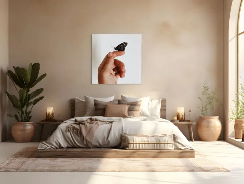 Tablou Canvas, "Aripa fluturelui în mângâiere delicată", Fragilitate, Delicatețe, Natură, Eleganță, Liniște, 100 x 100 cm – poza 4