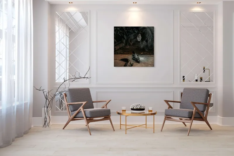 Tablou Canvas, "Crocodili sub lumina nocturnă artificială", 100 x 100 cm – poza 7