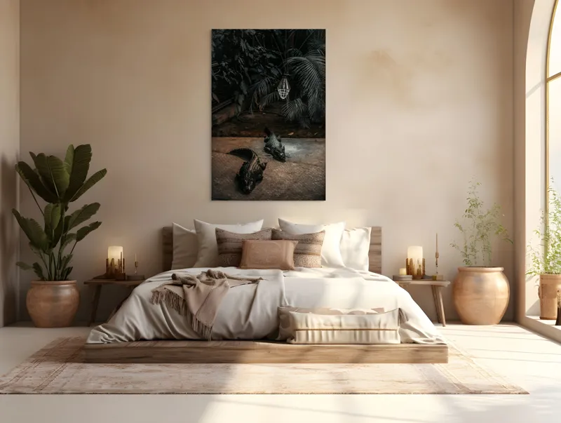 Tablou Canvas, "Crocodili sub lumina nocturnă artificială", 100 x 150 cm – poza 3