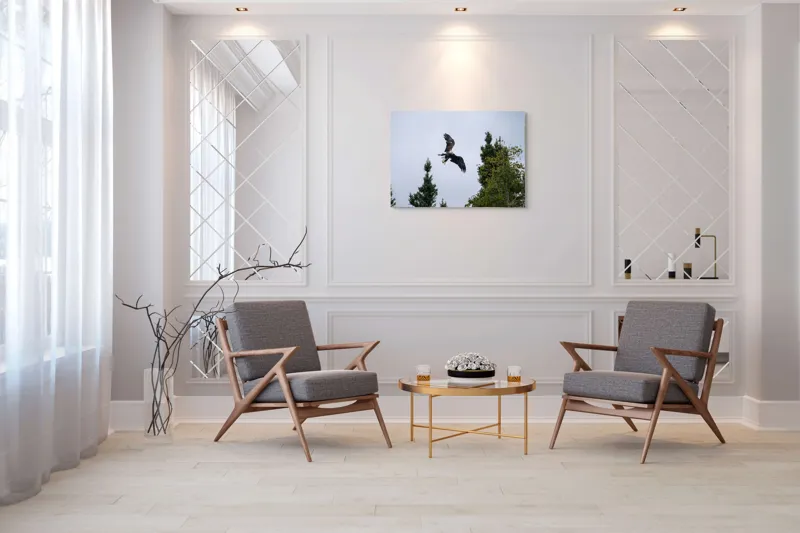Tablou Canvas, "Vulturul în zbor deasupra pădurii", Vultur, Zbor, Arbori, Cer, Libertate, Natură, Eleganță, Vânător., 100 x 70 cm – poza 5