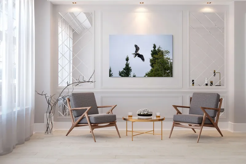 Tablou Canvas, "Vulturul în zbor deasupra pădurii", Vultur, Zbor, Arbori, Cer, Libertate, Natură, Eleganță, Vânător., 150 x 100 cm – poza 7