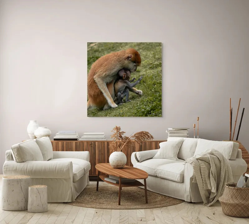 Tablou Canvas, "Îmbrățișare caldă în sălbăticie verde", 100 x 100 cm – poza 3