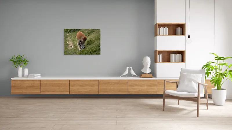 Tablou Canvas, "Familie de maimuțe pe colină verde", 100 x 70 cm – poza 6