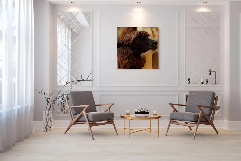 Tablou Canvas, "Capra neagră din incinta lemnoasă", 100 x 100 cm – poza 7