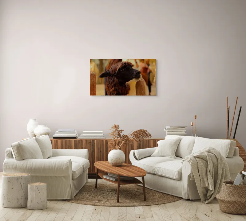 Tablou Canvas, "Capra neagră din incinta lemnoasă", 90 x 50 cm – poza 4