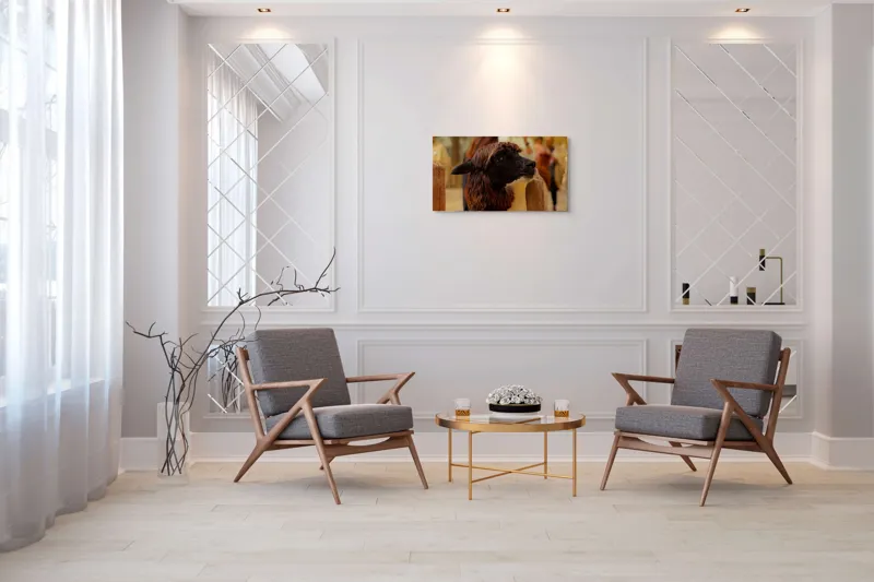 Tablou Canvas, "Capra neagră din incinta lemnoasă", 90 x 50 cm – poza 7