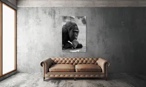 Tablou Canvas, "Gorila meditativă cu o floare", 100 x 150 cm – poza 6