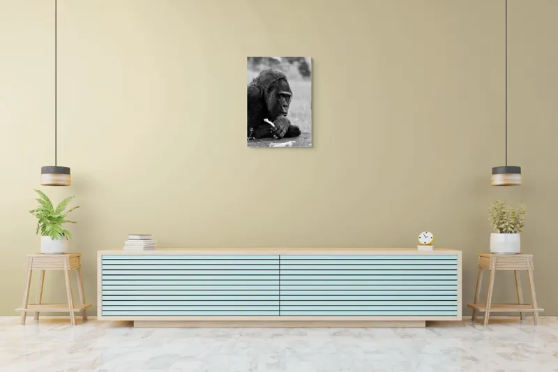 Tablou Canvas, "Gorila meditativă cu o floare", 50 x 70 cm – poza 6