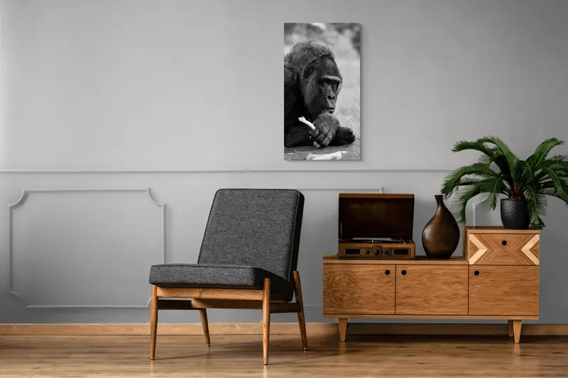 Tablou Canvas, "Gorila meditativă cu o floare", 50 x 90 cm – poza 8