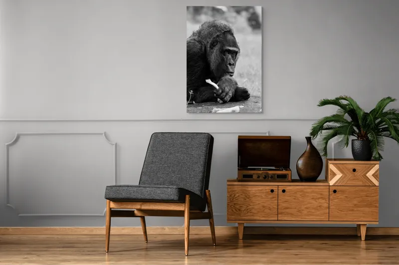 Tablou Canvas, "Gorila meditativă cu o floare", 70 x 100 cm – poza 6