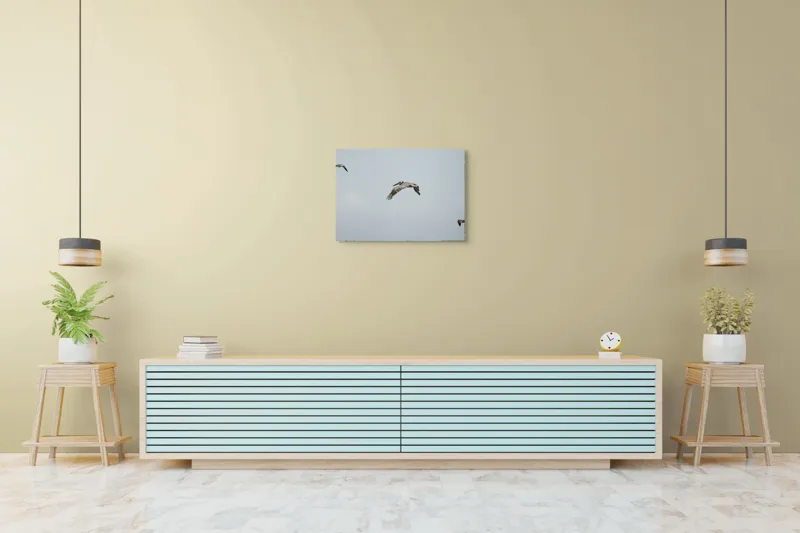 Tablou Canvas, "Pelicani zburând deasupra mării albastre", Păsări, Cer, Zbor, Aripi, Natură, Libertate, Vânt, Cer Albastru, Linie, Vedere, 70 x 50 cm – poza 7