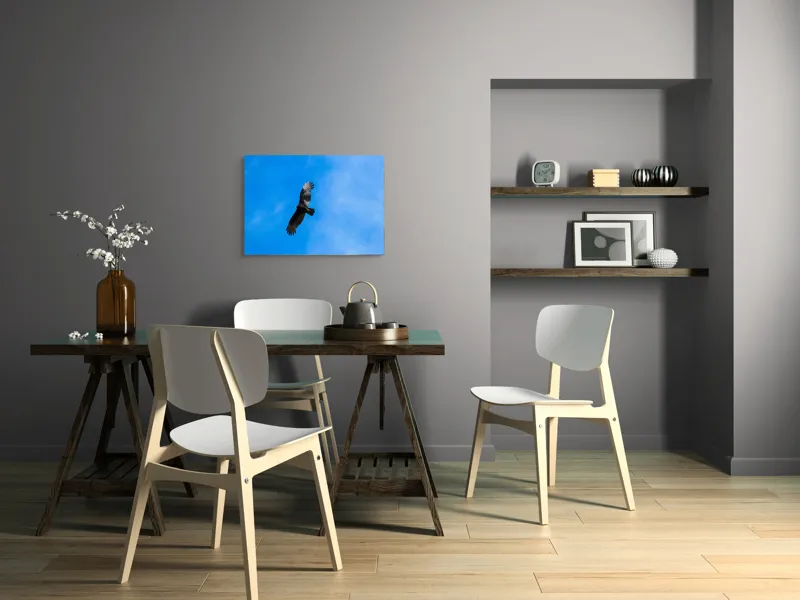 Tablou Canvas, "Zbor deasupra albastrului infinit", Pasăre, Cer, Zbor, Aripi, Vultur, Albastru, Libertate, Înaltime, Strașnic, Natură, 70 x 50 cm – poza 5