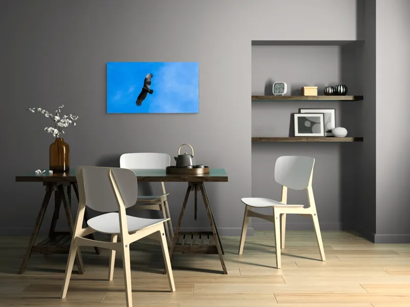 Tablou Canvas, "Zbor deasupra albastrului infinit", Pasăre, Cer, Zbor, Aripi, Vultur, Albastru, Libertate, Înaltime, Strașnic, Natură, 90 x 50 cm – poza 3
