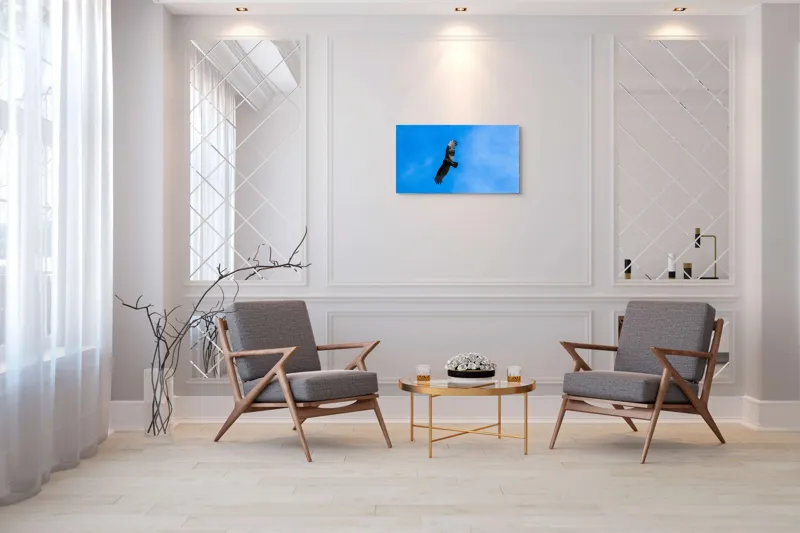 Tablou Canvas, "Zbor deasupra albastrului infinit", Pasăre, Cer, Zbor, Aripi, Vultur, Albastru, Libertate, Înaltime, Strașnic, Natură, 90 x 50 cm – poza 7