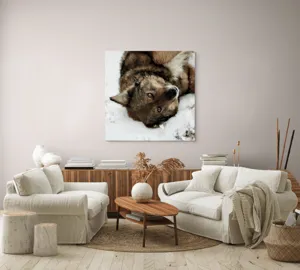 Tablou Canvas, "Vulpe jucăușă în zăpadă albăstruie", 100 x 100 cm – poza 3