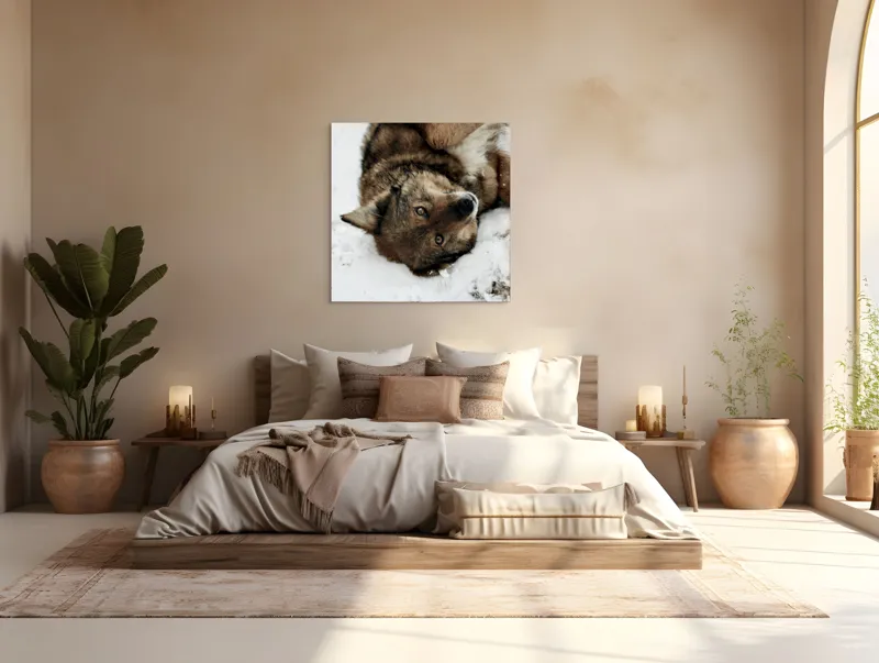 Tablou Canvas, "Vulpe jucăușă în zăpadă albăstruie", 100 x 100 cm – poza 4