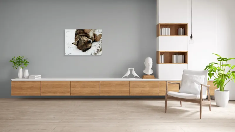 Tablou Canvas, "Vulpe jucăușă în zăpadă albăstruie", 100 x 70 cm – poza 6
