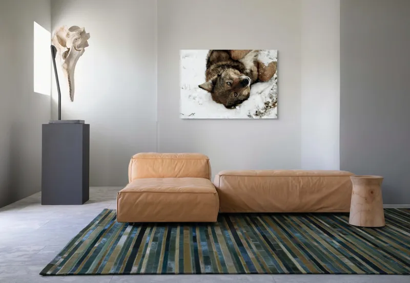 Tablou Canvas, "Vulpe jucăușă în zăpadă albăstruie", 100 x 70 cm – poza 7