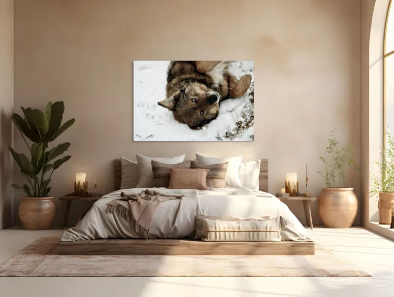 Tablou Canvas, "Vulpe jucăușă în zăpadă albăstruie", 150 x 100 cm – poza 4