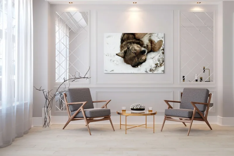 Tablou Canvas, "Vulpe jucăușă în zăpadă albăstruie", 150 x 100 cm – poza 7