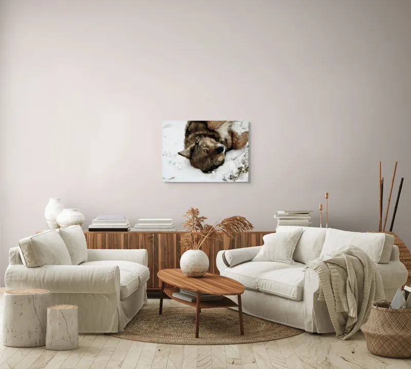 Tablou Canvas, "Vulpe jucăușă în zăpadă albăstruie", 70 x 50 cm – poza 6