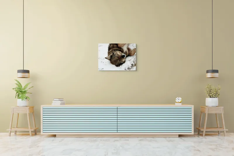 Tablou Canvas, "Vulpe jucăușă în zăpadă albăstruie", 70 x 50 cm – poza 7