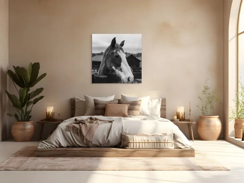 Tablou Canvas, "Calul în așteptarea libertății", 100 x 100 cm – poza 4