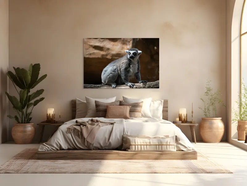 Tablou Canvas, "Lemurul curios în lumina soarelui", 150 x 100 cm – poza 4