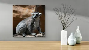 Tablou Canvas, "Lemurul curios în lumina soarelui", 50 x 50 cm – poza 3