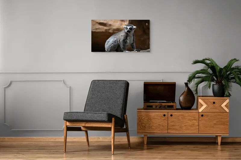 Tablou Canvas, "Lemurul curios în lumina soarelui", 90 x 50 cm – poza 6