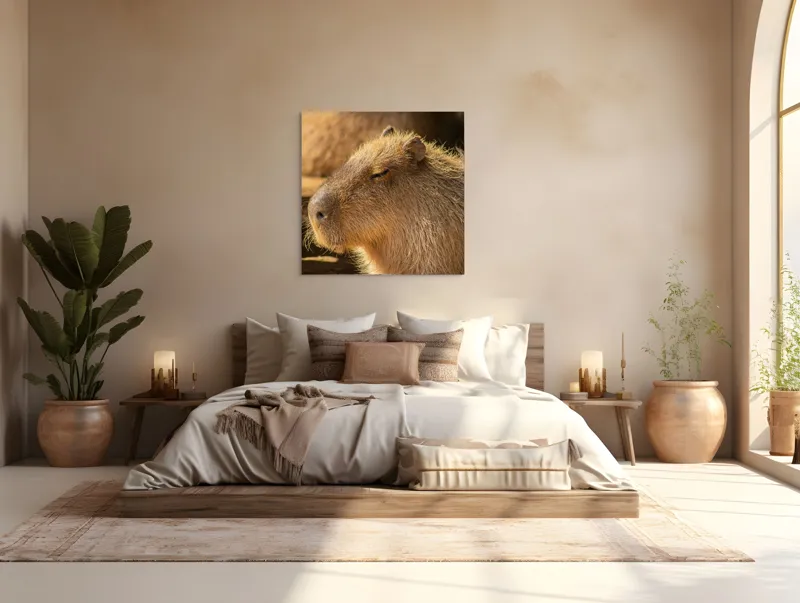 Tablou Canvas, "Capybara relaxându-se în soare", 100 x 100 cm – poza 4