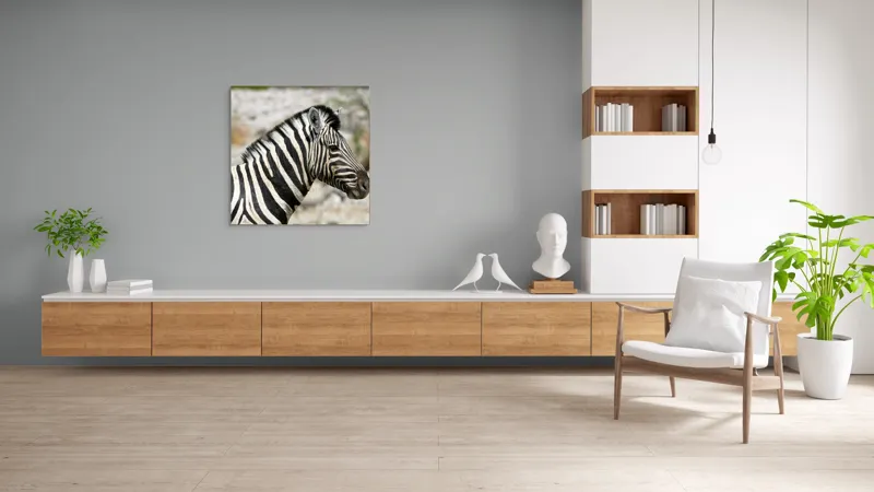 Tablou Canvas, "Zebra în peisaj african sălbatic", 100 x 100 cm – poza 8