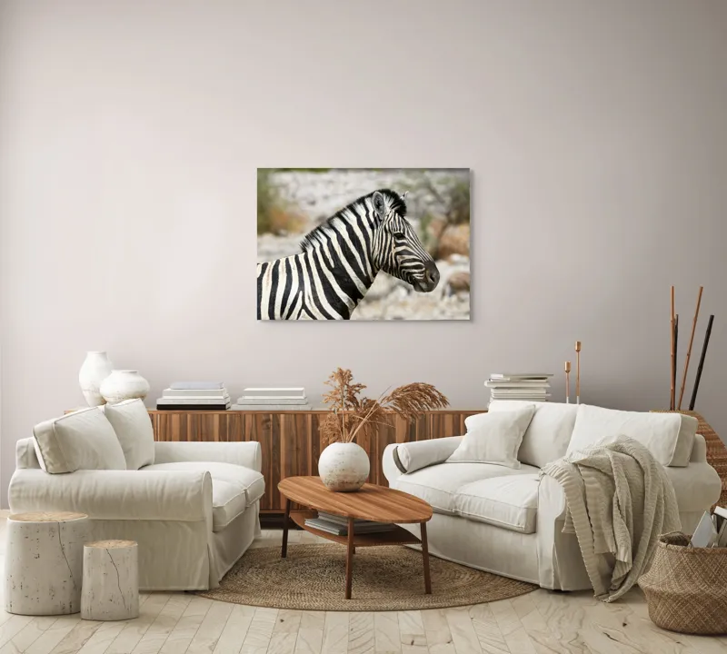 Tablou Canvas, "Zebra în peisaj african sălbatic", 100 x 70 cm – poza 3