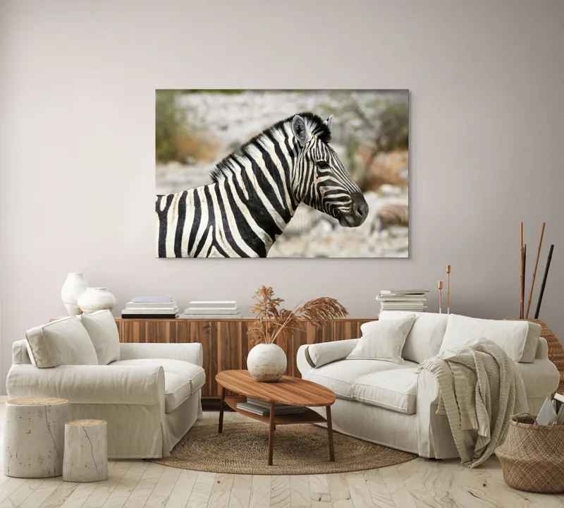 Tablou Canvas, "Zebra în peisaj african sălbatic", 150 x 100 cm – poza 3