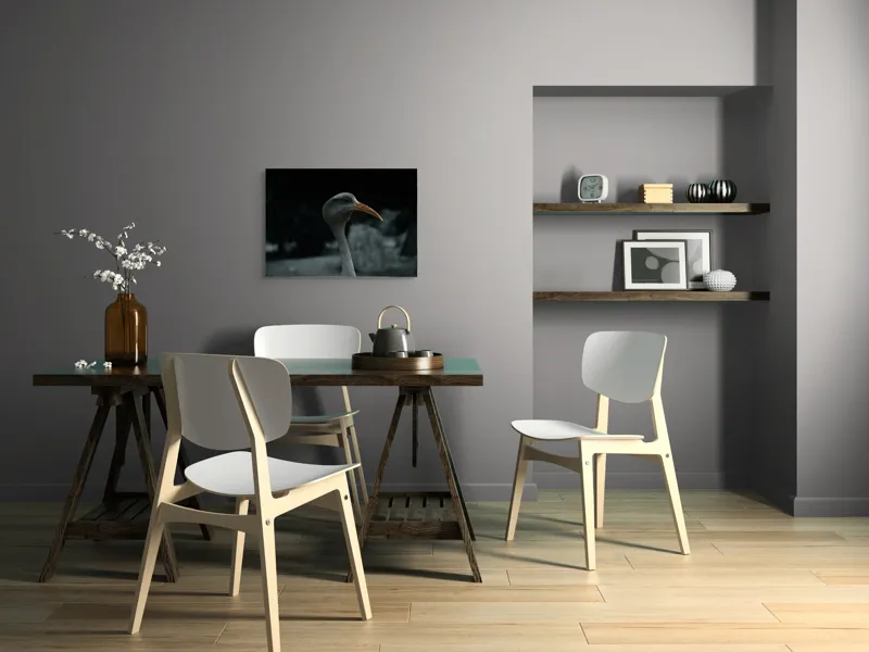 Tablou Canvas, "Pasărea contemplativă în umbra nopții", Pasăre, Picioroangă, Cioc, Penaj, Fundal Întunecat, 70 x 50 cm – poza 5