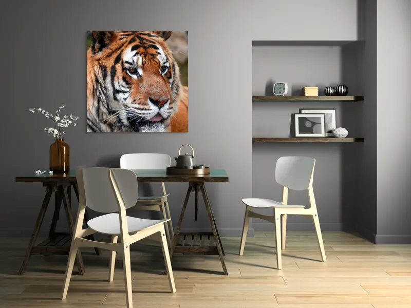 Tablou Canvas, "Tigrul din savana însorită", 100 x 100 cm – poza 6
