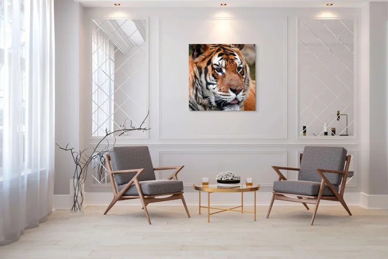 Tablou Canvas, "Tigrul din savana însorită", 100 x 100 cm – poza 7