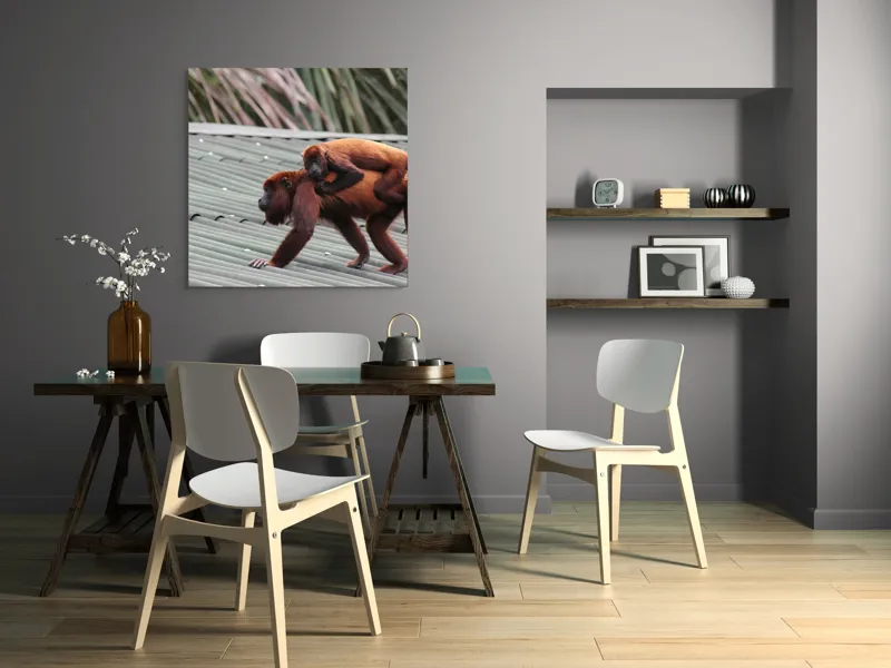 Tablou Canvas, "Maimuțe traversând acoperișul împreună", 100 x 100 cm – poza 6