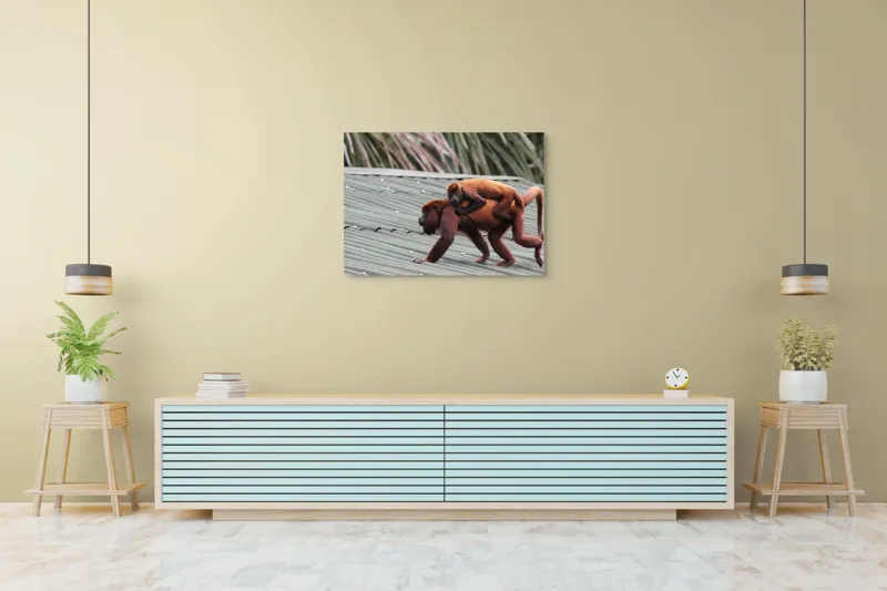 Tablou Canvas, "Maimuțe traversând acoperișul împreună", 100 x 70 cm – poza 4