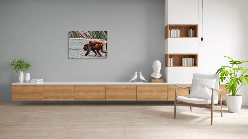 Tablou Canvas, "Maimuțe traversând acoperișul împreună", 100 x 70 cm – poza 6