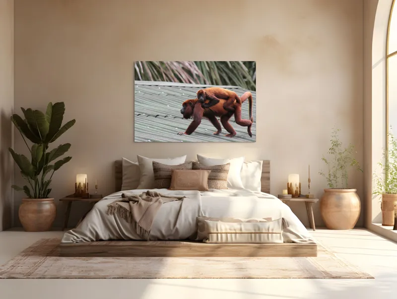 Tablou Canvas, "Maimuțe traversând acoperișul împreună", 150 x 100 cm – poza 4